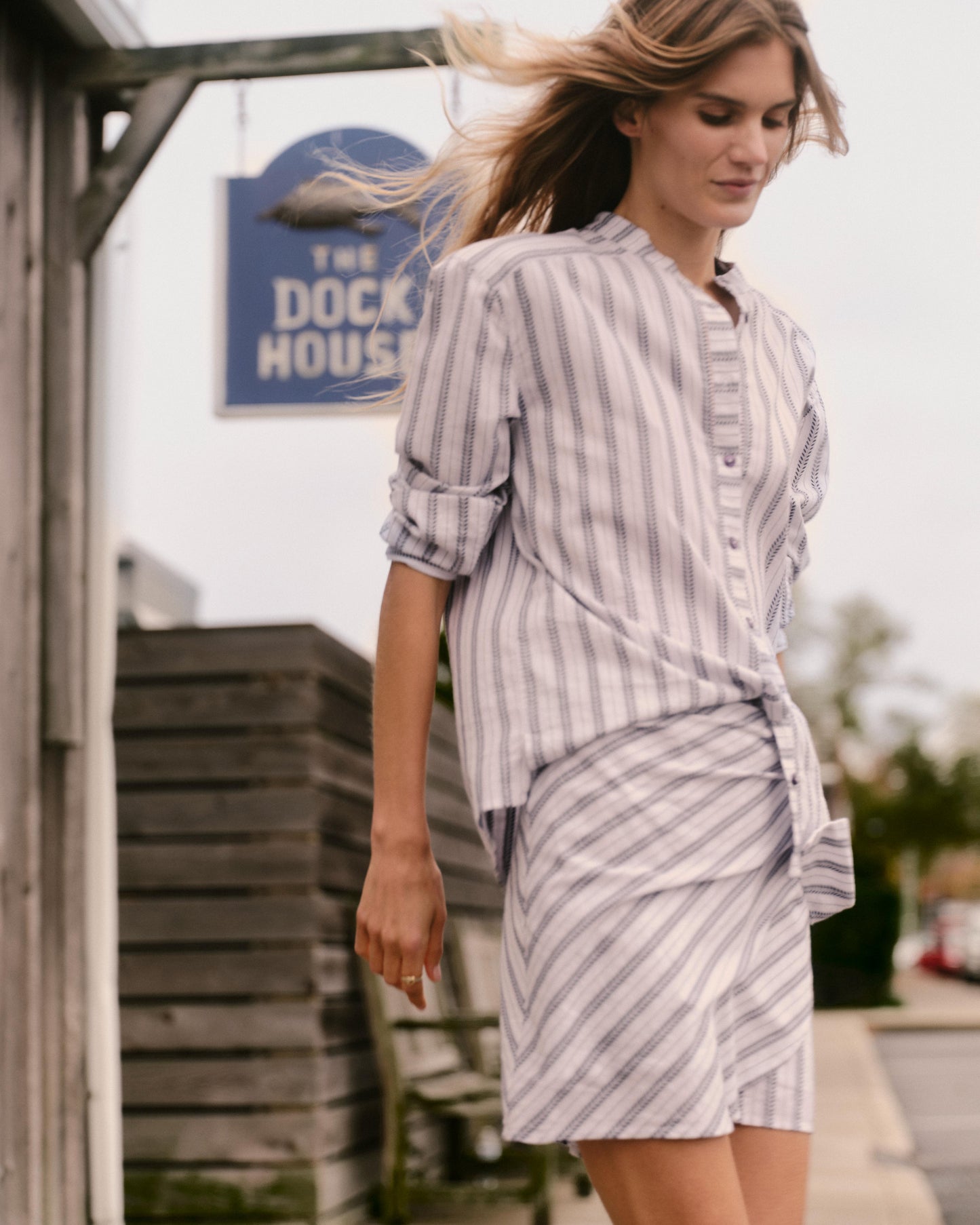 Rosalie Shirt-Coastal Indigo Stripe