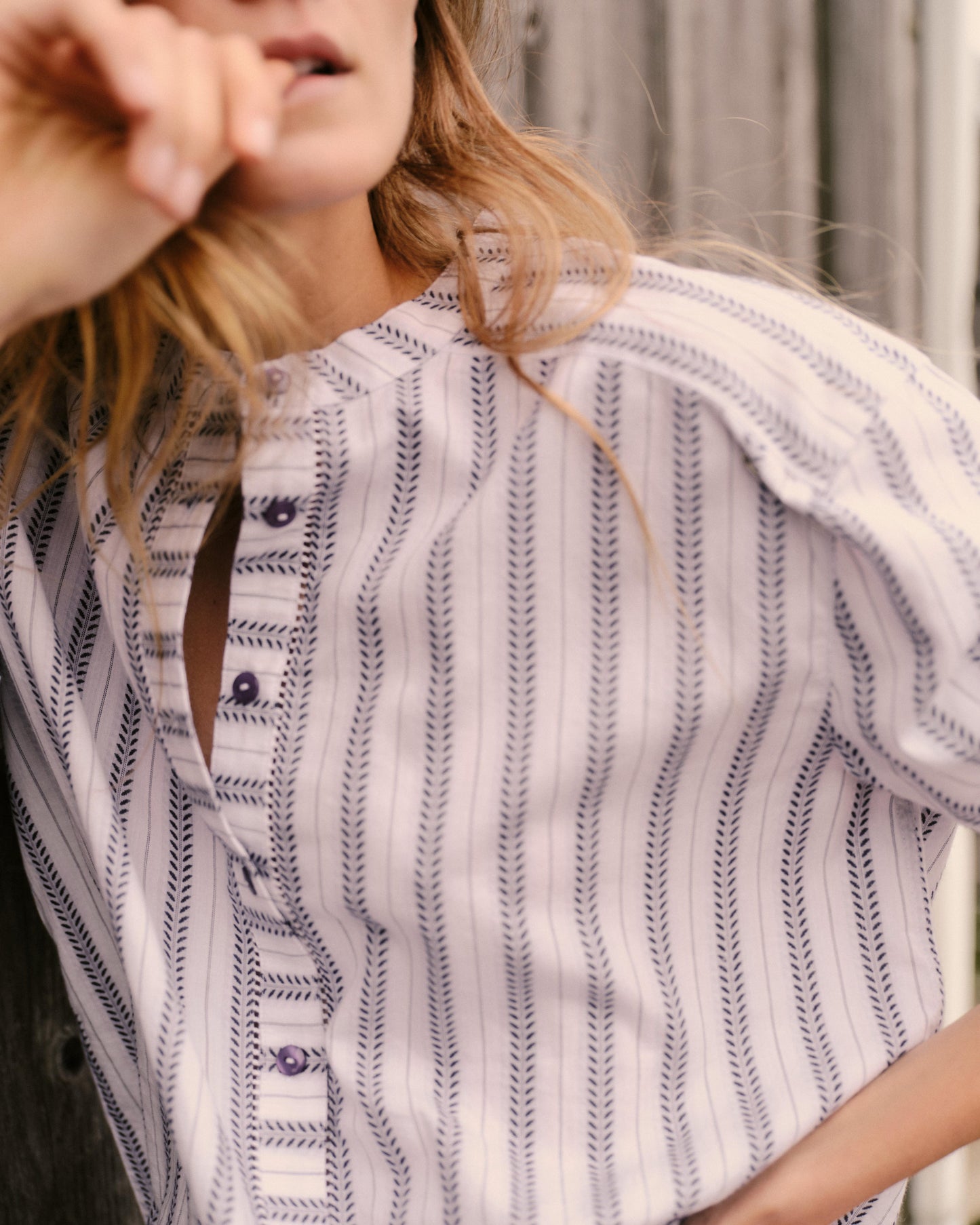 Rosalie Shirt-Coastal Indigo Stripe