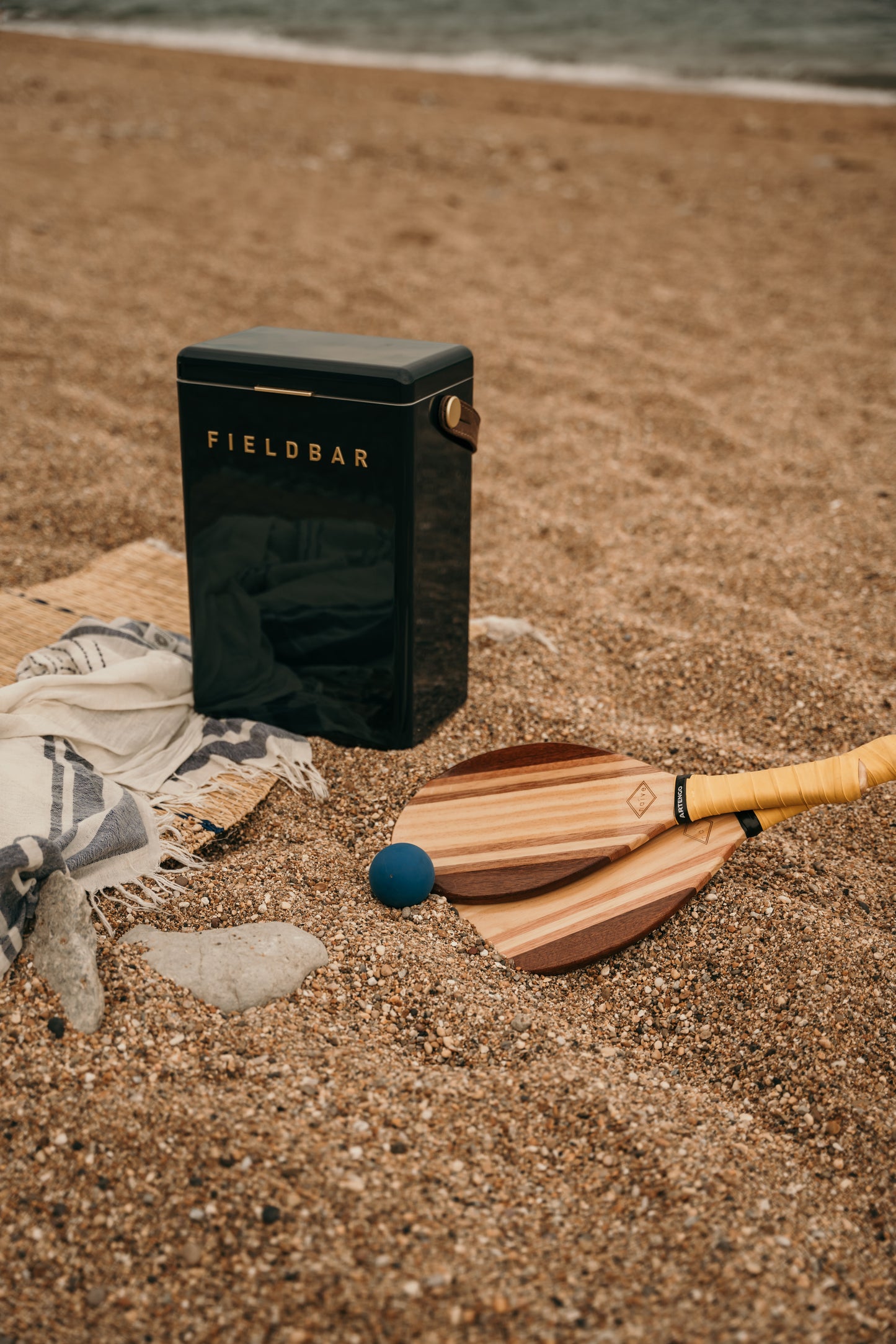 Drinks Box in Sea Boat Blue with Leather Sling