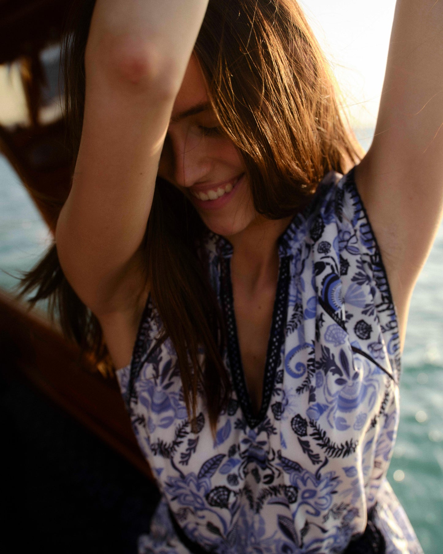 Harper Dress-Mariners Bloom Print-Blue Mist
