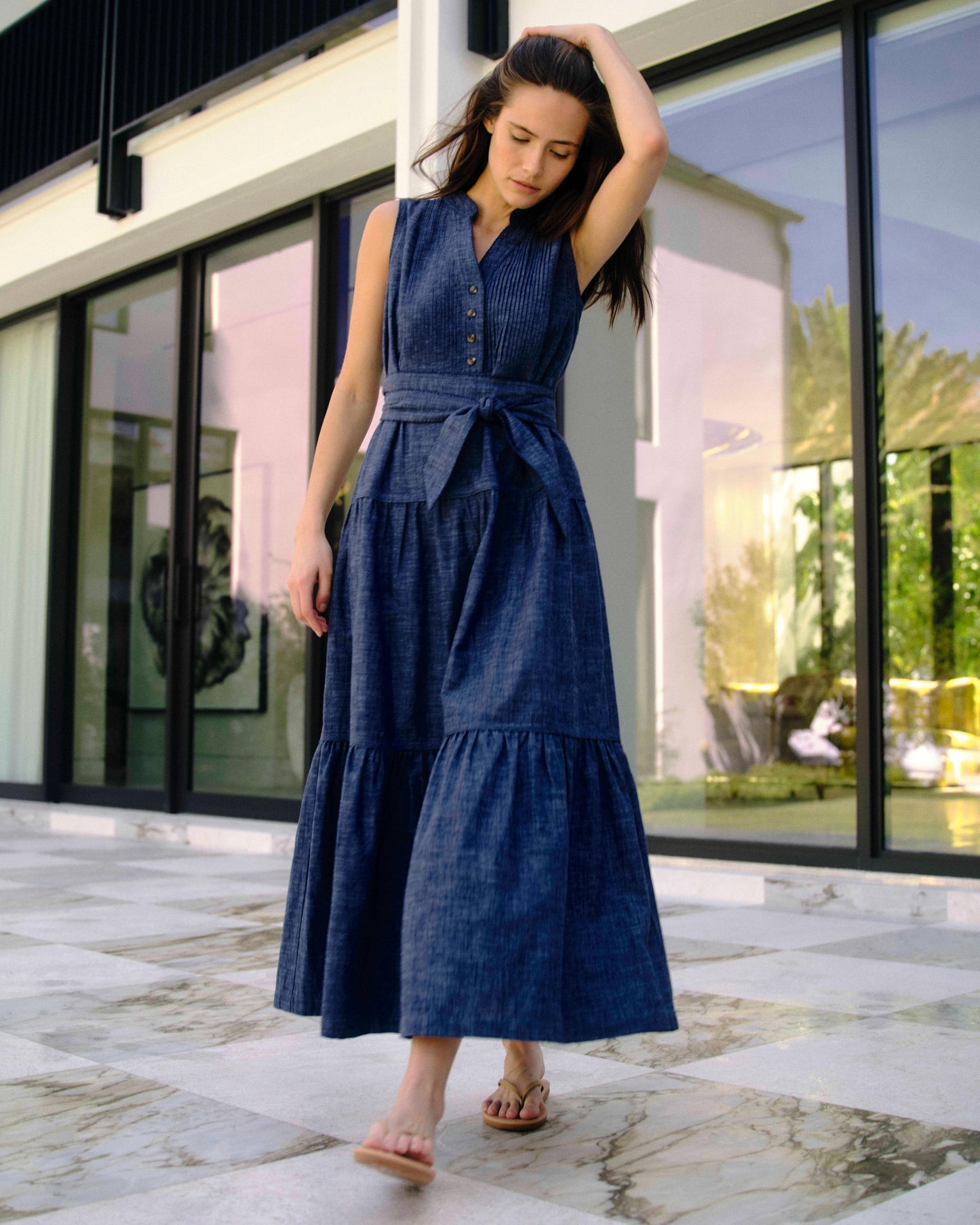 Dara Maxi Dress-Nautical Chambray