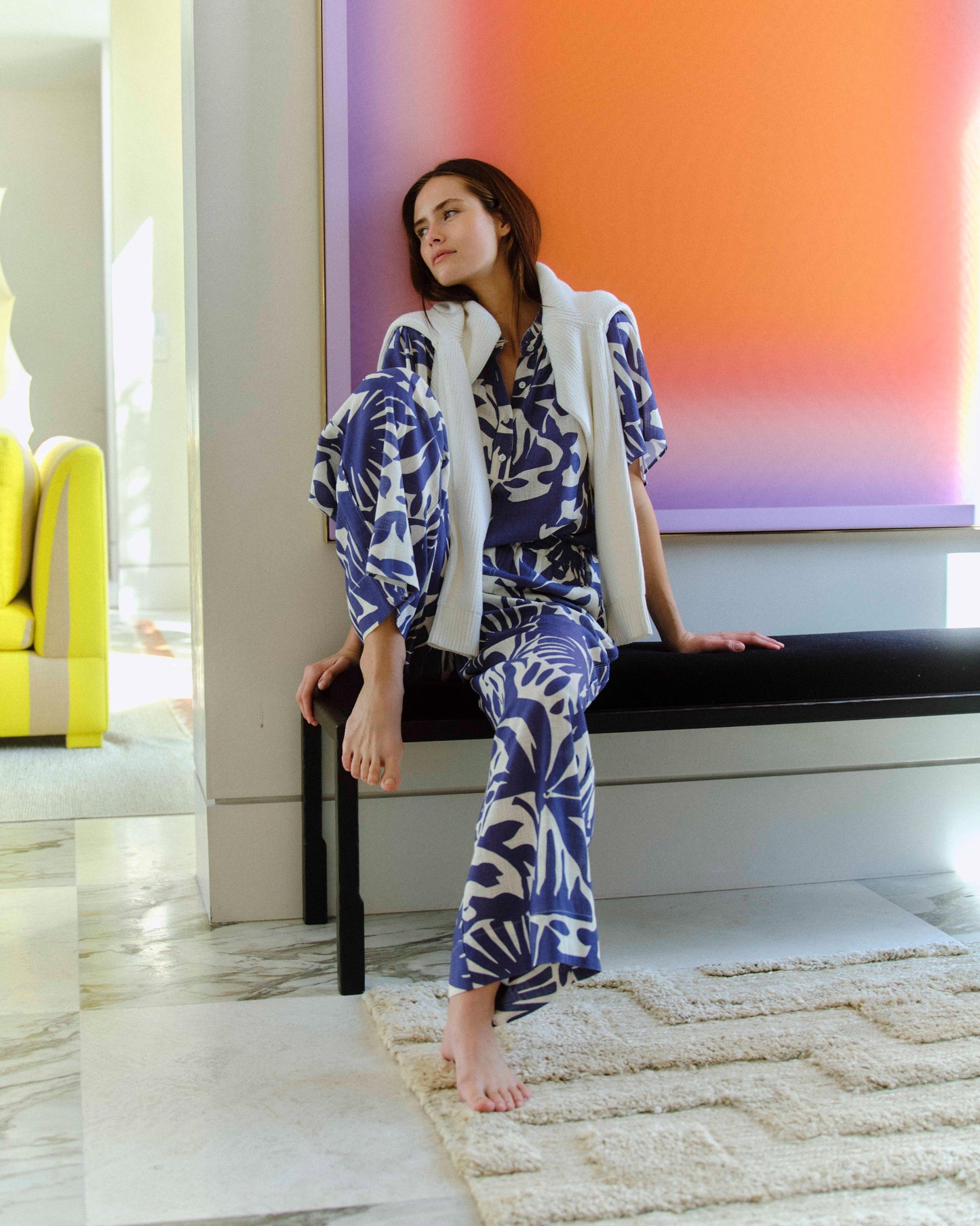 Mia Pant-Parrish Geo Print-Coastal Indigo
