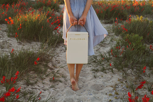 Drinks Box in Safari White with Leather Sling
