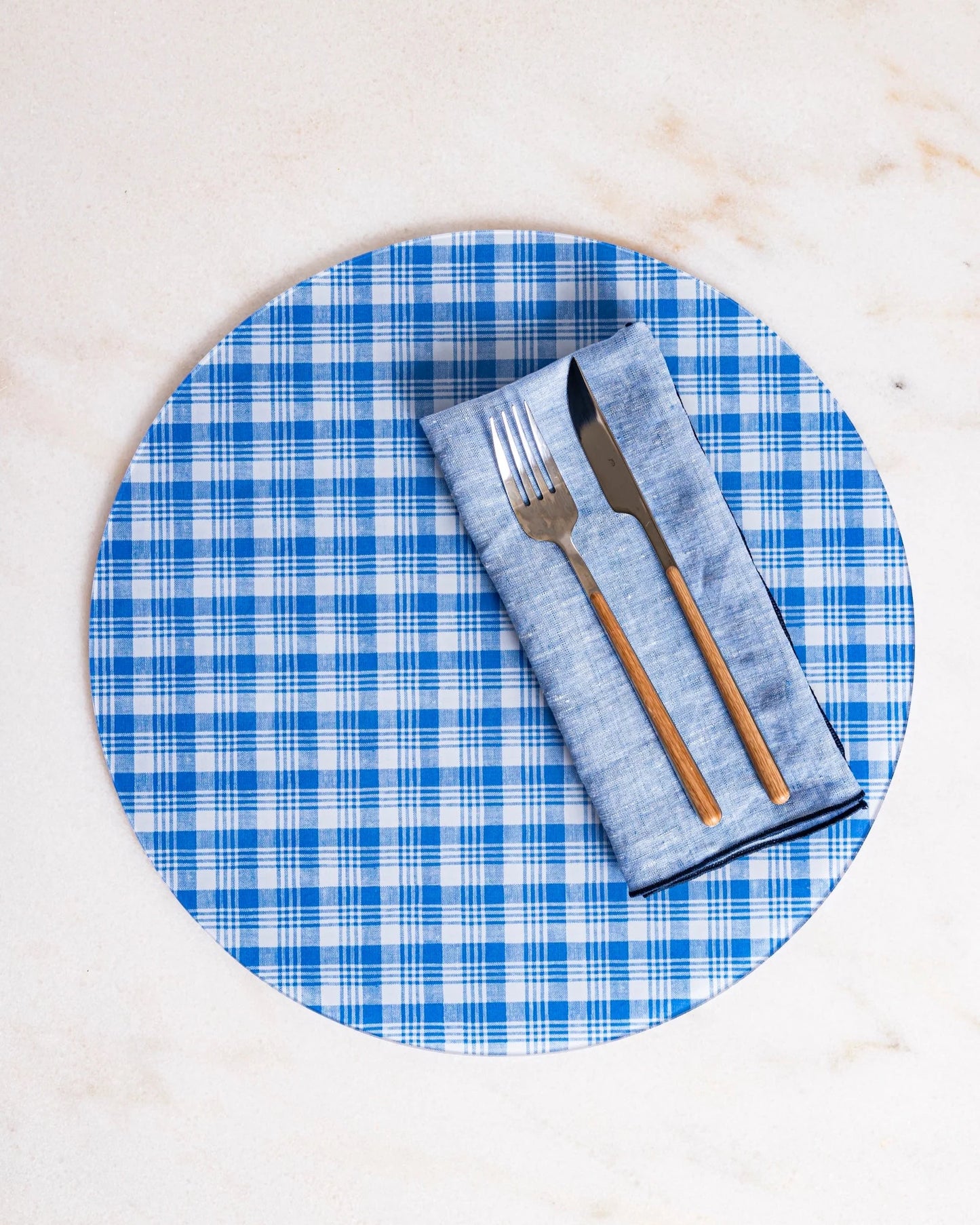 Sargent Blue Plaid Placemat 15" Round