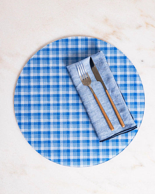 Sargent Blue Plaid Placemat 15" Round