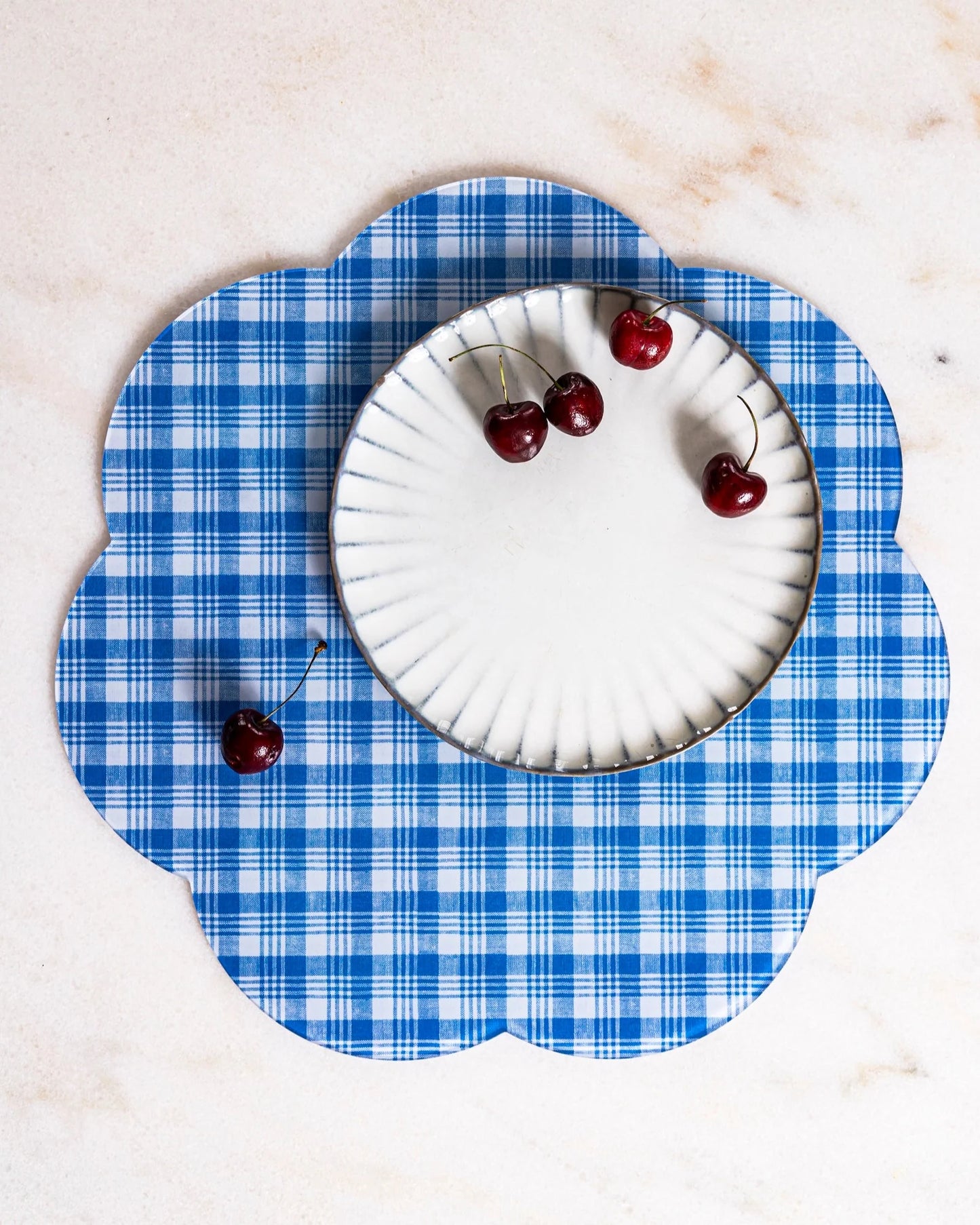Sargent Blue Plaid Placemat 15" Scalloped