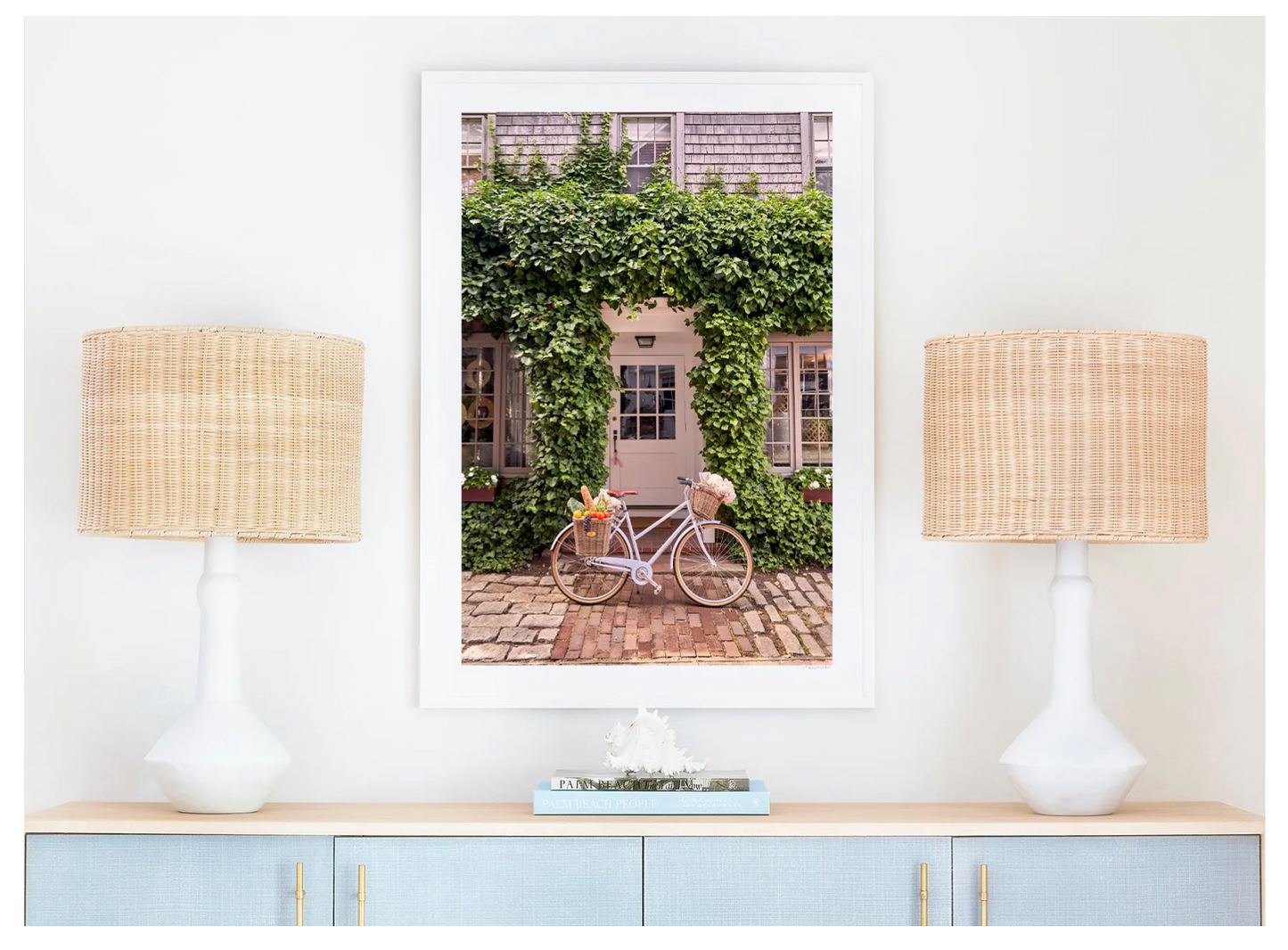 Town Bike Ride, Nantucket - White Frame