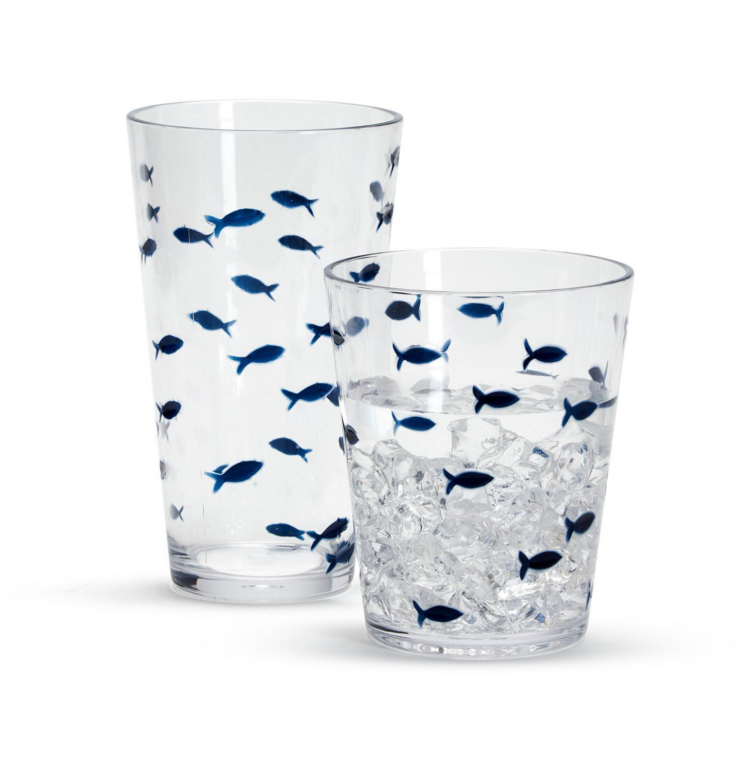 SM Blue Fish Acrylic Drinking Glasses - Set of 4