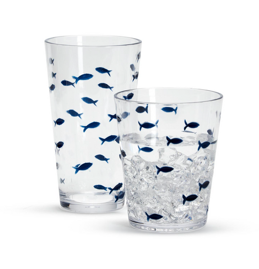 SM Blue Fish Acrylic Drinking Glasses - Set of 4
