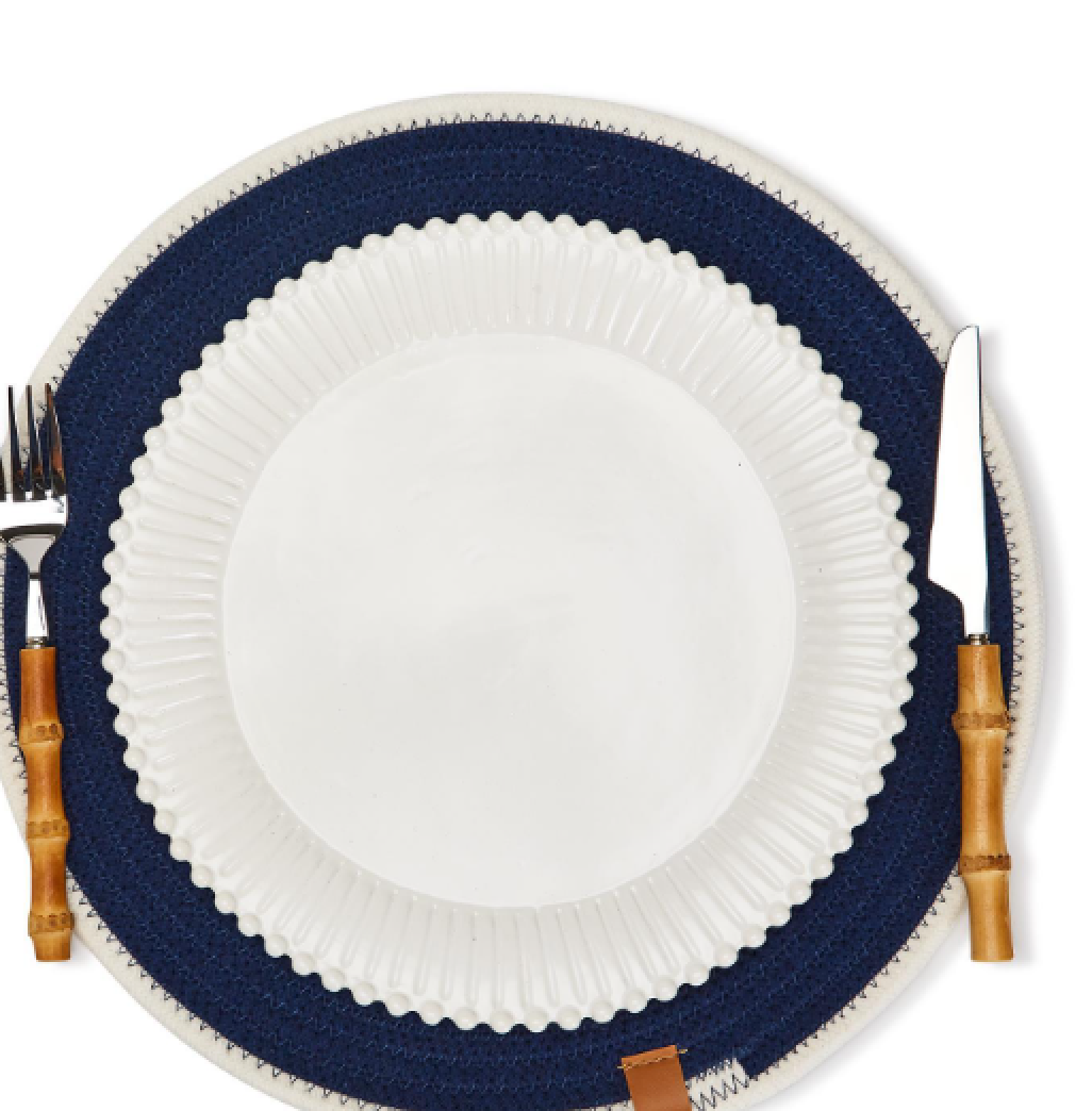 Waters Edge Navy with White Cord Placemats - Set of 4