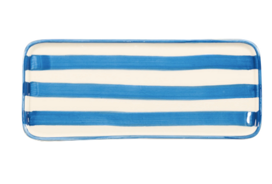 Lido Rectangular Plate - Light Blue Stripes