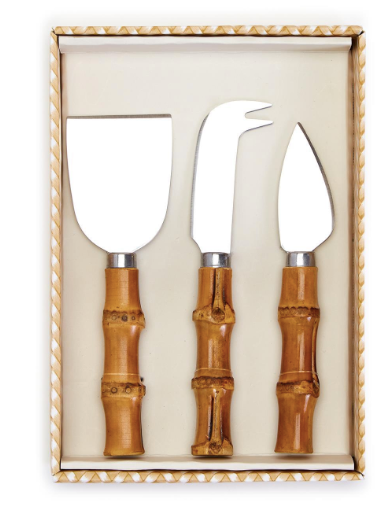 Set of Three Bamboo Cheese Knives