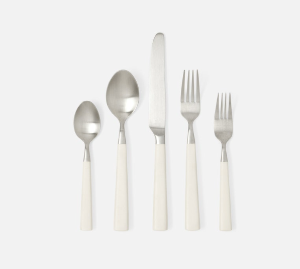 Annalise Flatware Set, White Acrylic/Stainless Steel - 5 - piece set