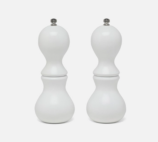 Benoit Salt And Pepper Grinder Set, White Lacquer Acacia
