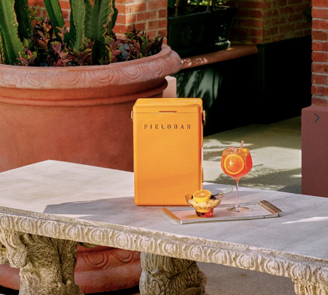 Drinks Box in Orchard Orange with Leather Sling