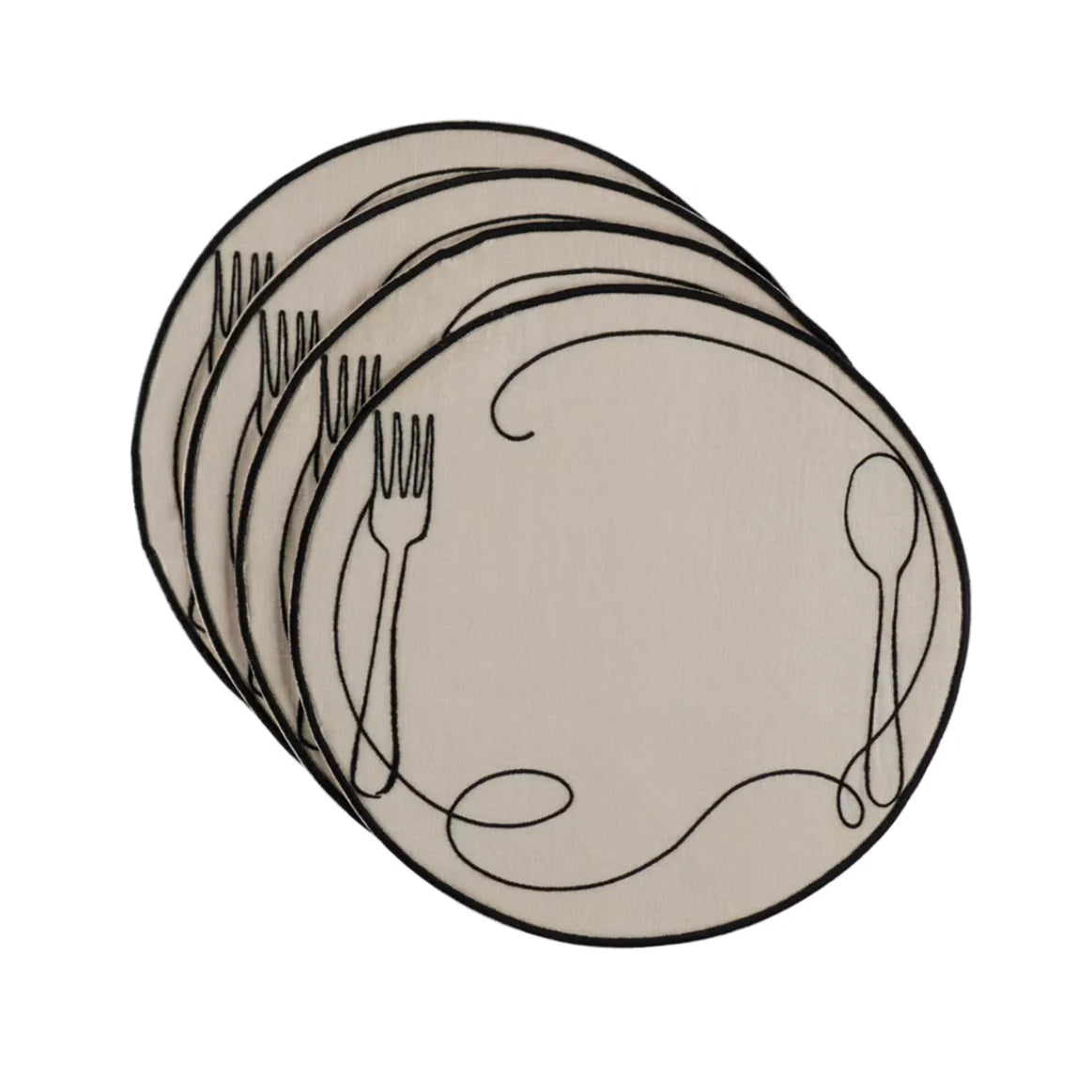 Line Drawing Embroidered Linen Placemats (Set of 4)
