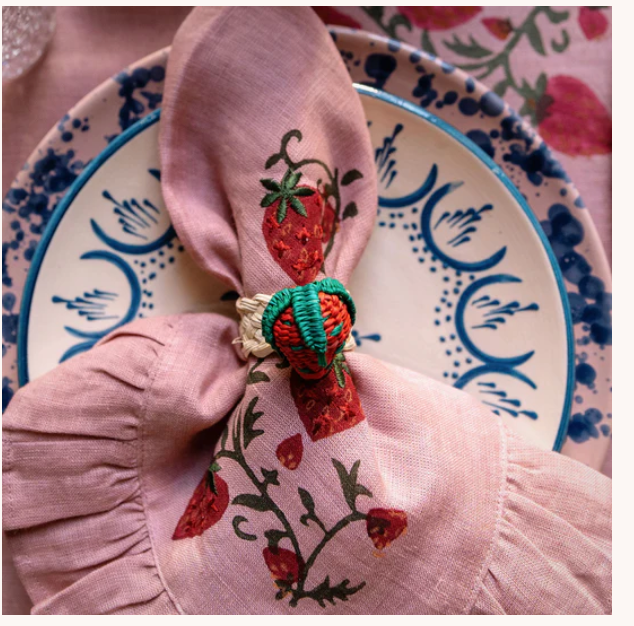 Strawberry Napkin Rings - Set of 4