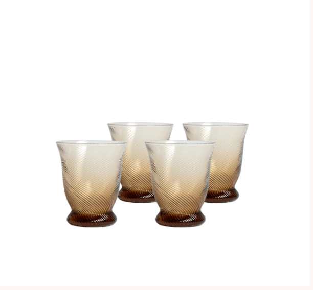 S/4 Chestnut Brown Spiral Tumbler Glass - Set of 4