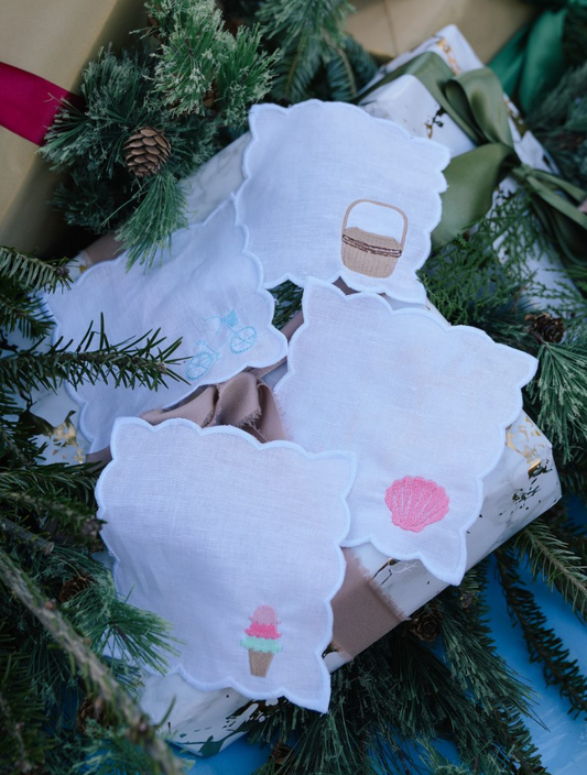 Nantucket themed Scallop Cocktail Napkins