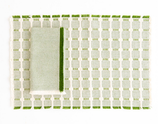 Hopsack Placemats in Leaf - Set of 4