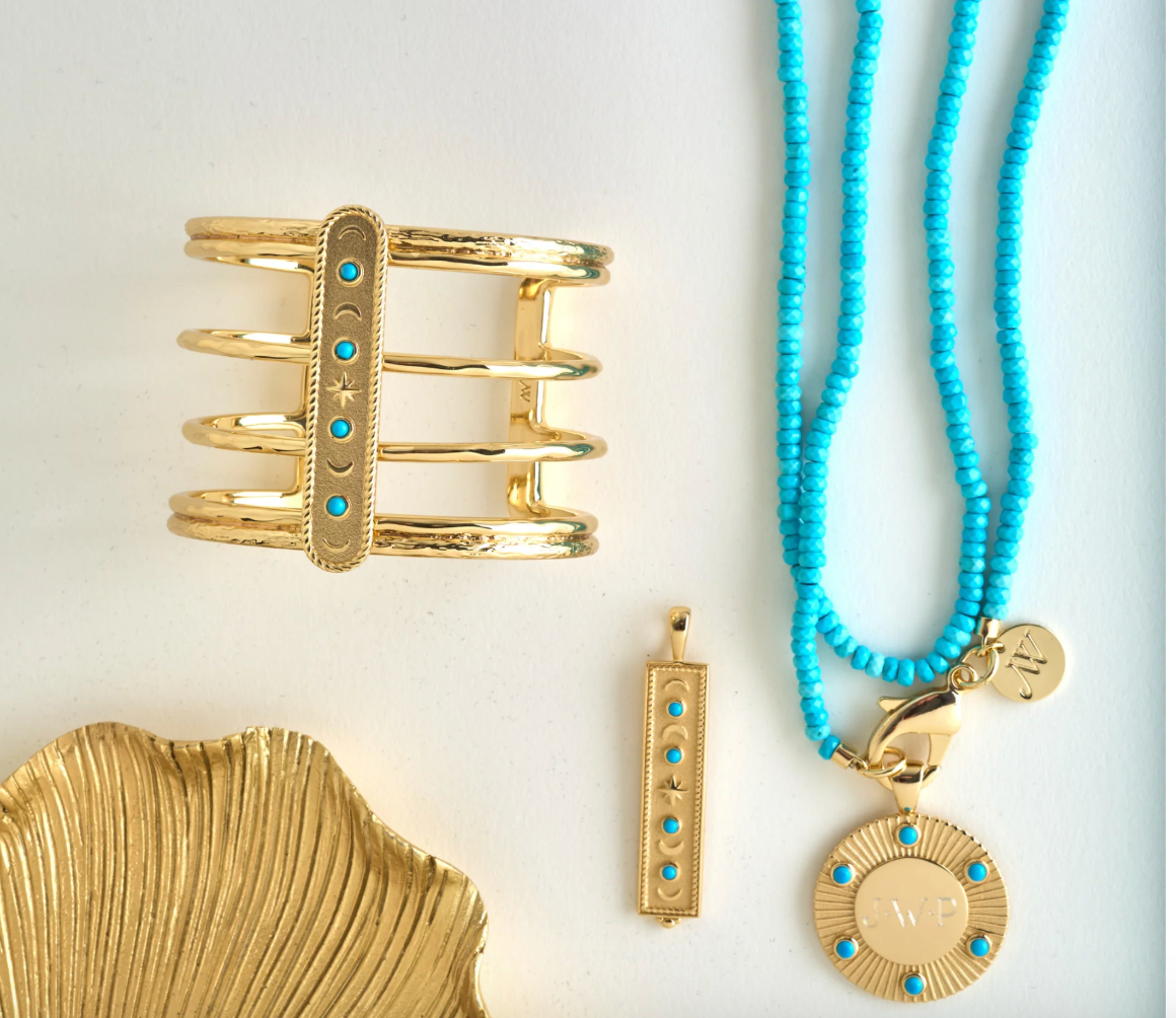 Double Wrap Diamond Cut Beaded Necklace in Turquoise