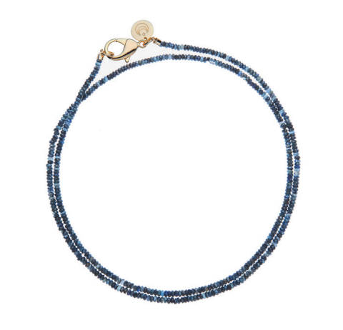 Diamond Cut Double Wrap Beaded Necklace in Kyanite