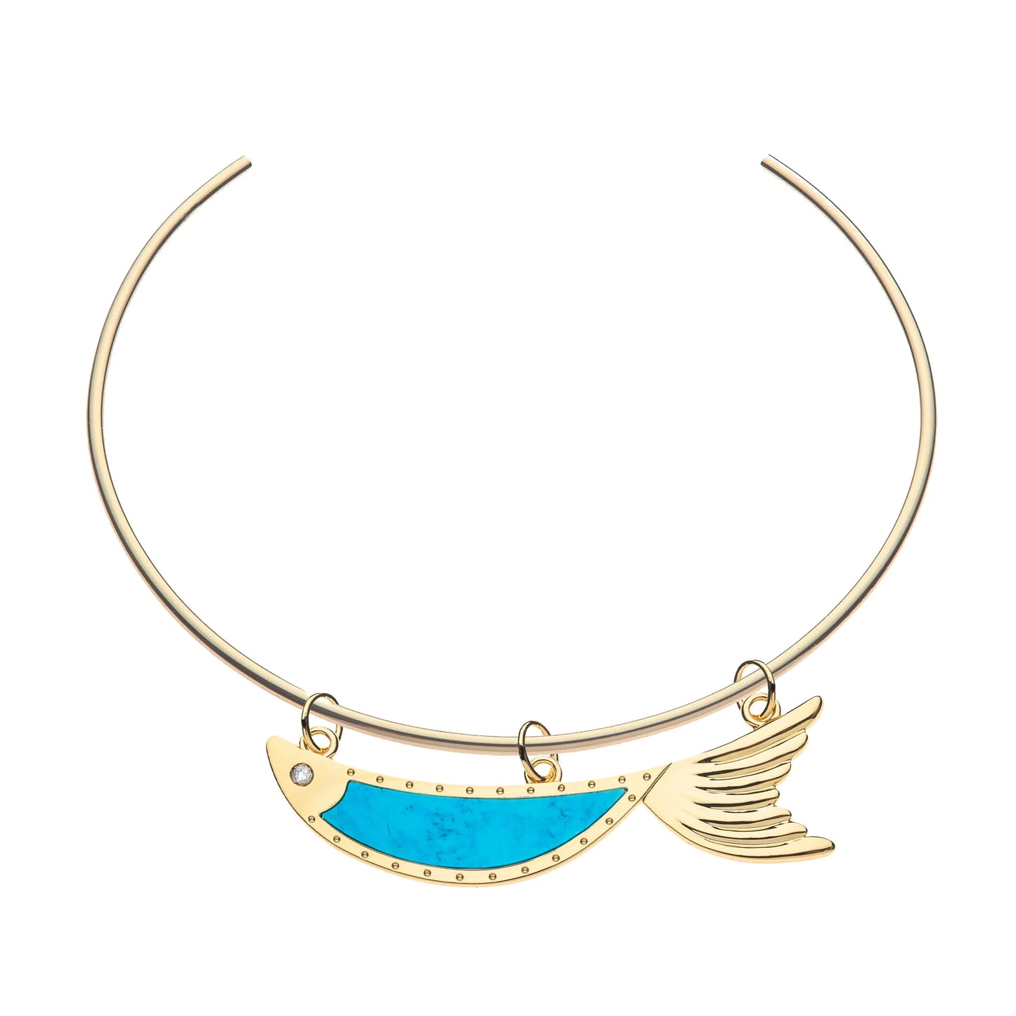 Keep on Swimming Fish Pendant in Turquoise on Neck Cuff