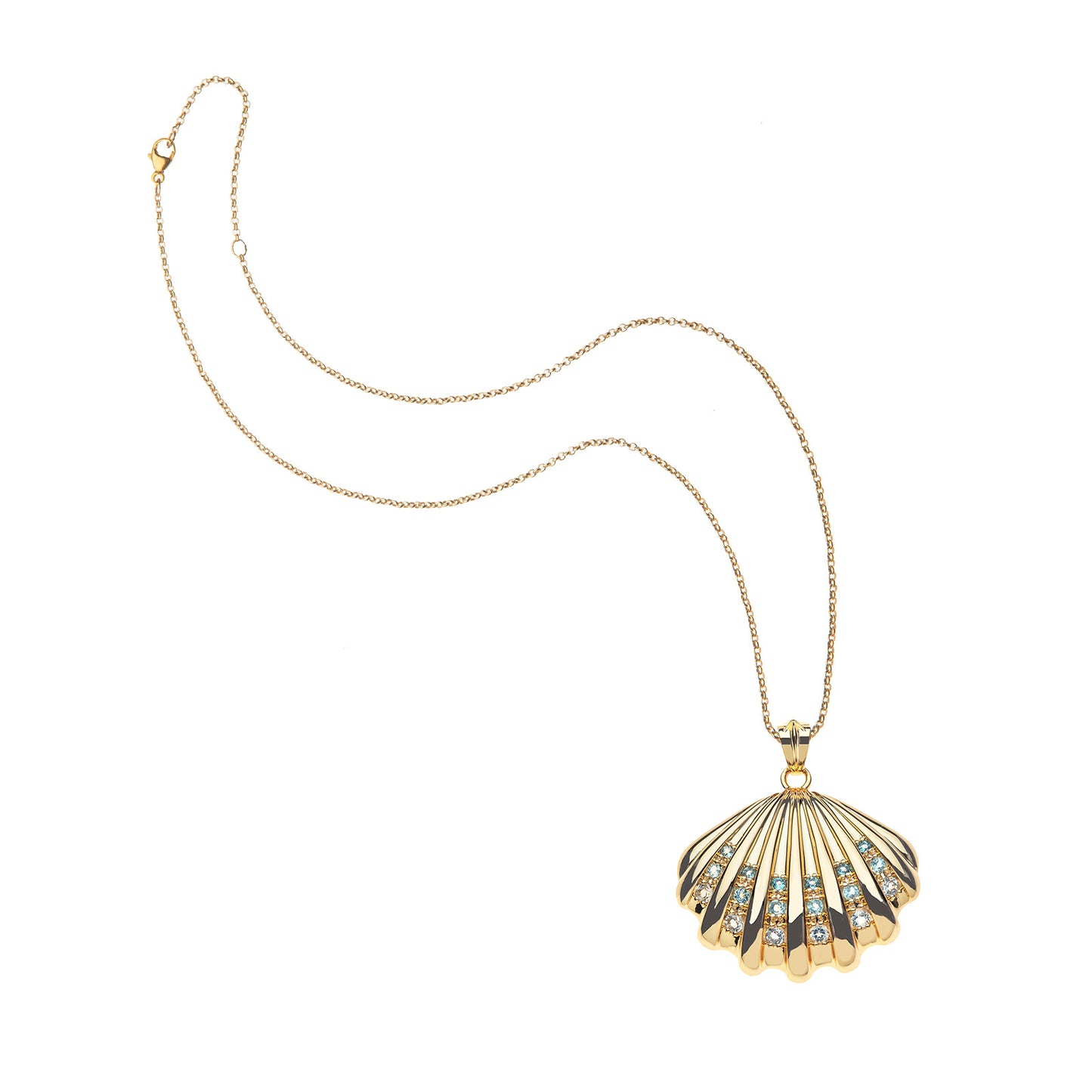 STRONG in the Waves Shell Pendant on 16-18" Classic Rolo Chain