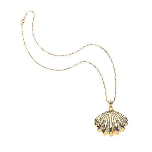STRONG in the Waves Shell Pendant on 16-18" Classic Rolo Chain