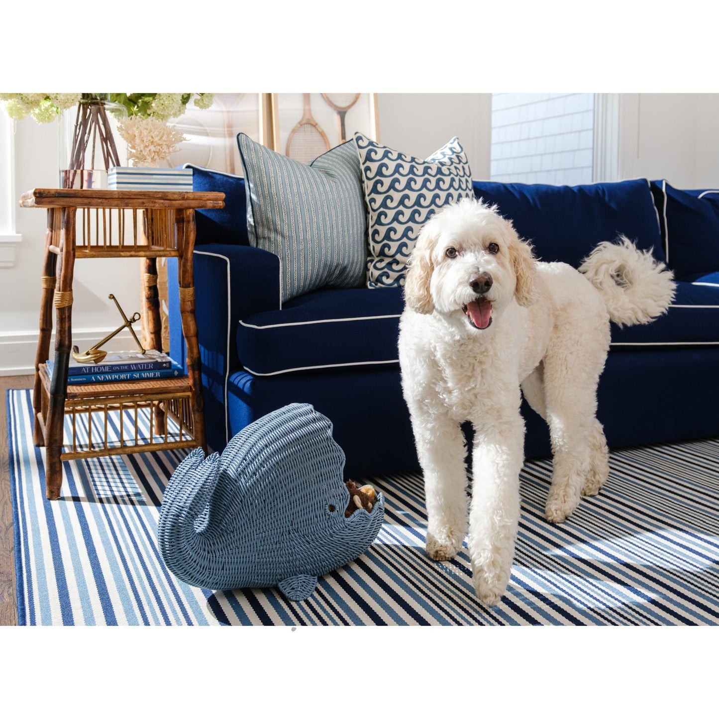 Blue Woven Whale Storage Baskets - Set of 3