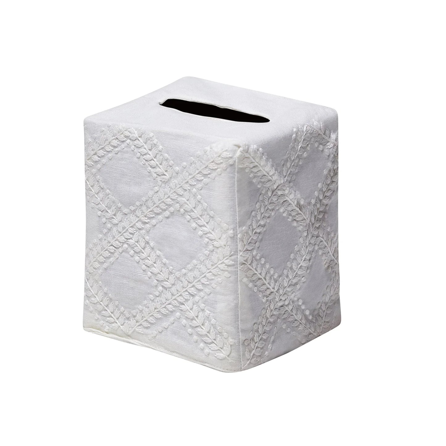 White Trellis Tissue Box Cover