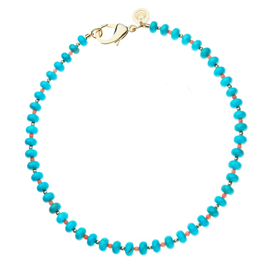 Turquoise and Coral Beaded Necklace