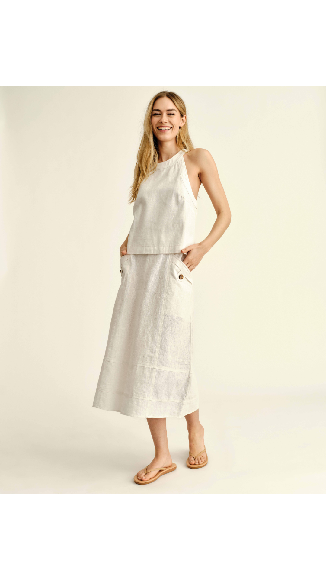 Alice Button Skirt-Bright White