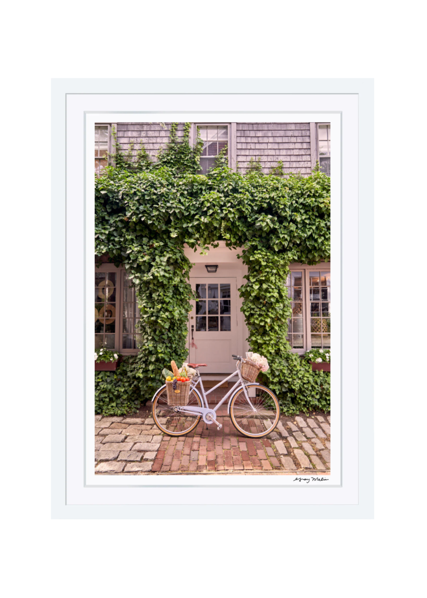 Town Bike Ride, Nantucket - White Frame
