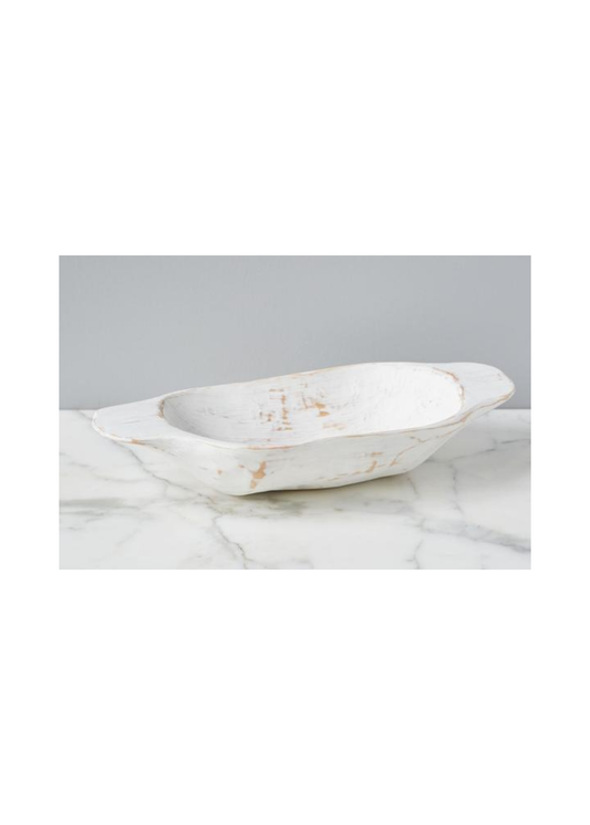 Distressed White Dough Bowl, Small