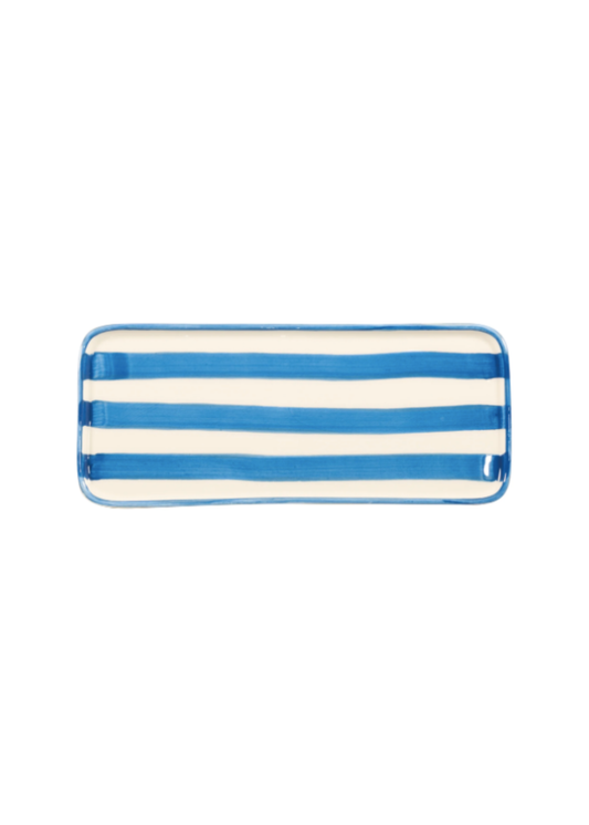 Lido Rectangular Plate - Light Blue Stripes