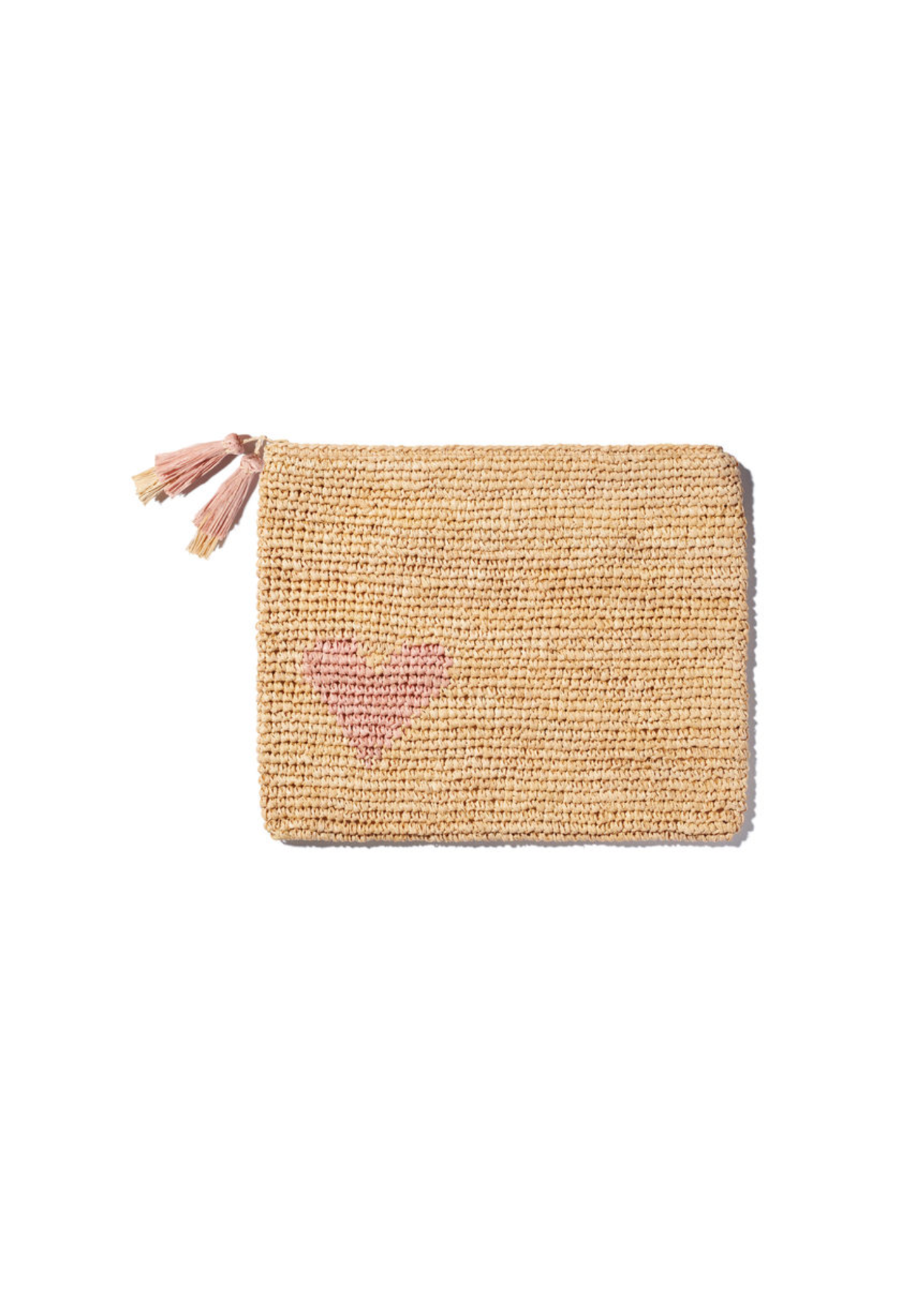 Heart Raffia Zip Pouch