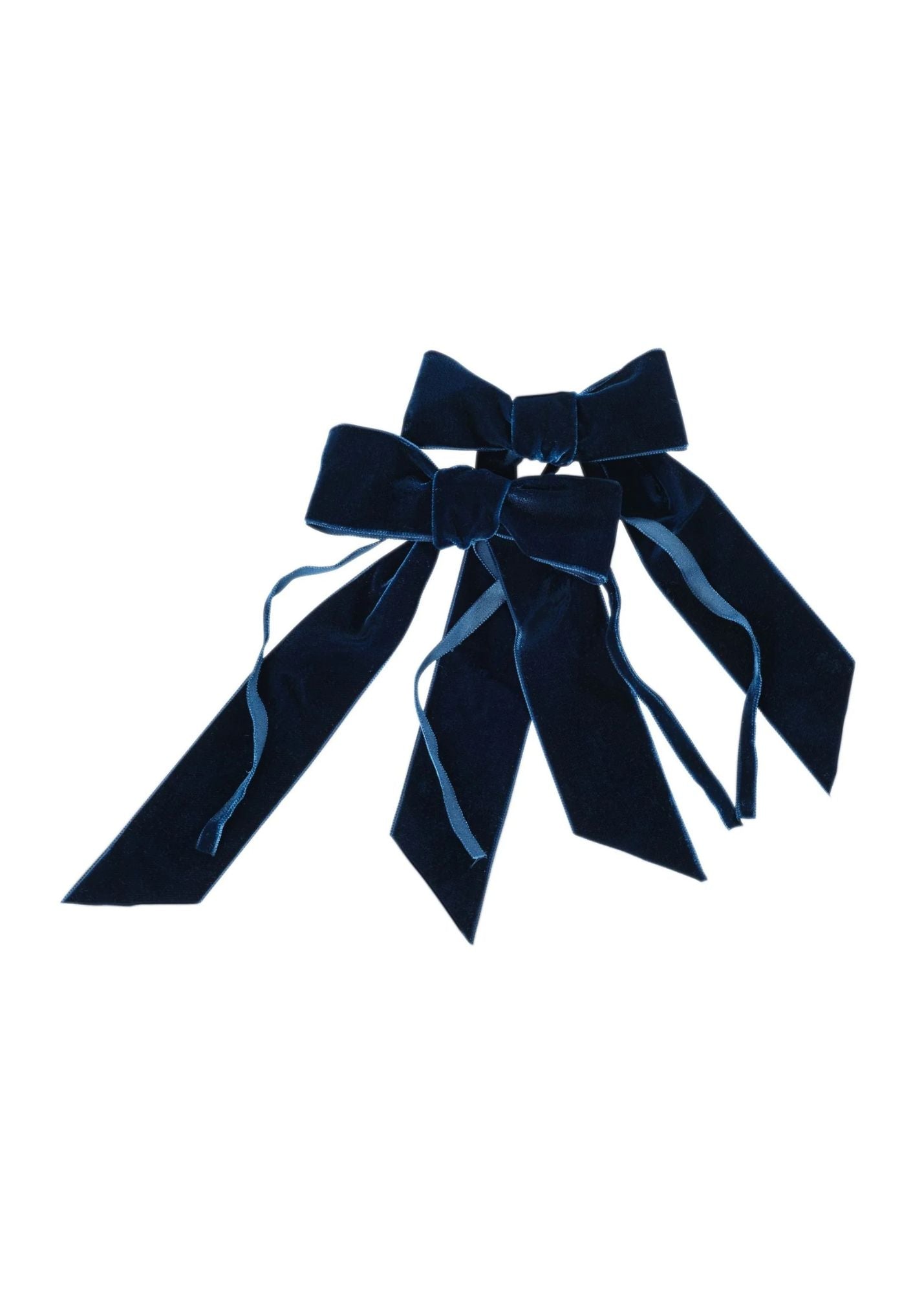 Navy Blue Velvet Bow - Set of 2