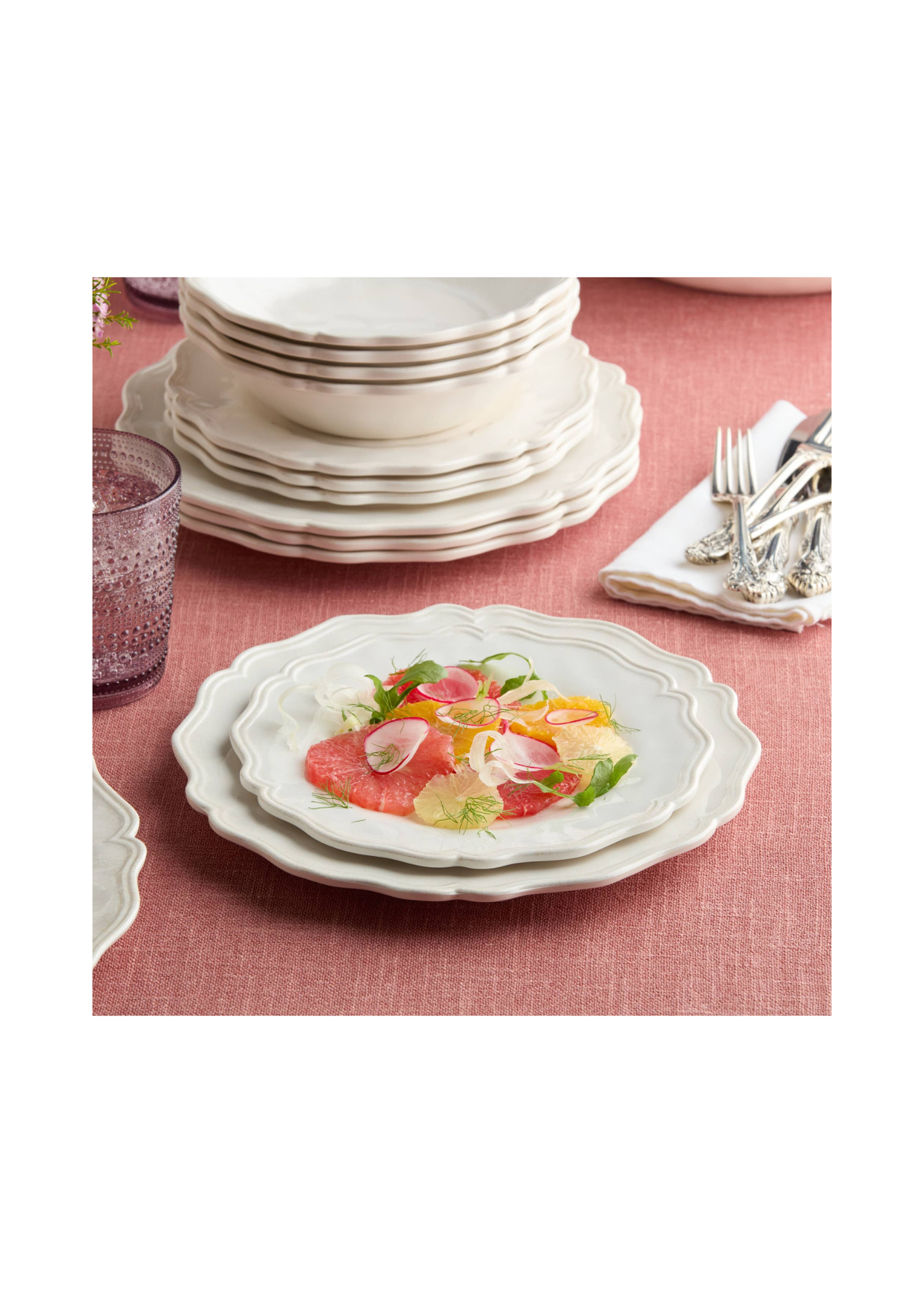 Isabella Cream Melamine Salad Plate - Set of 4