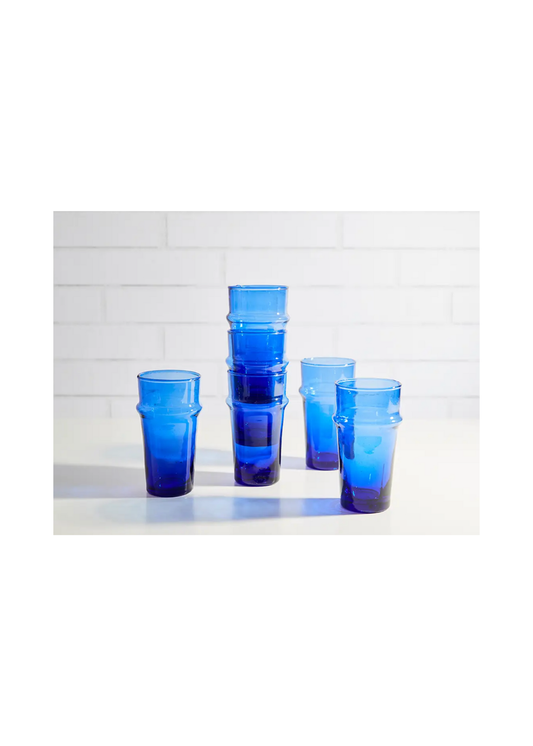 Blue Moroccan Beldi Glassware - Set of 6