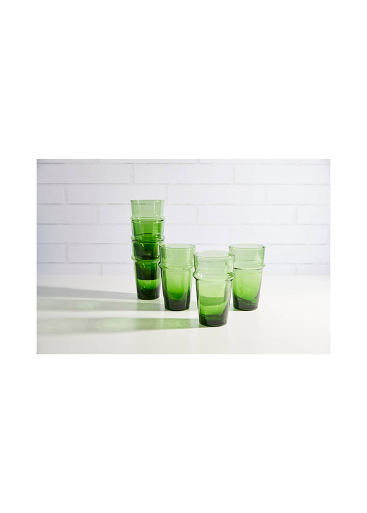 Green Moroccan Beldi Glassware - Set of 6