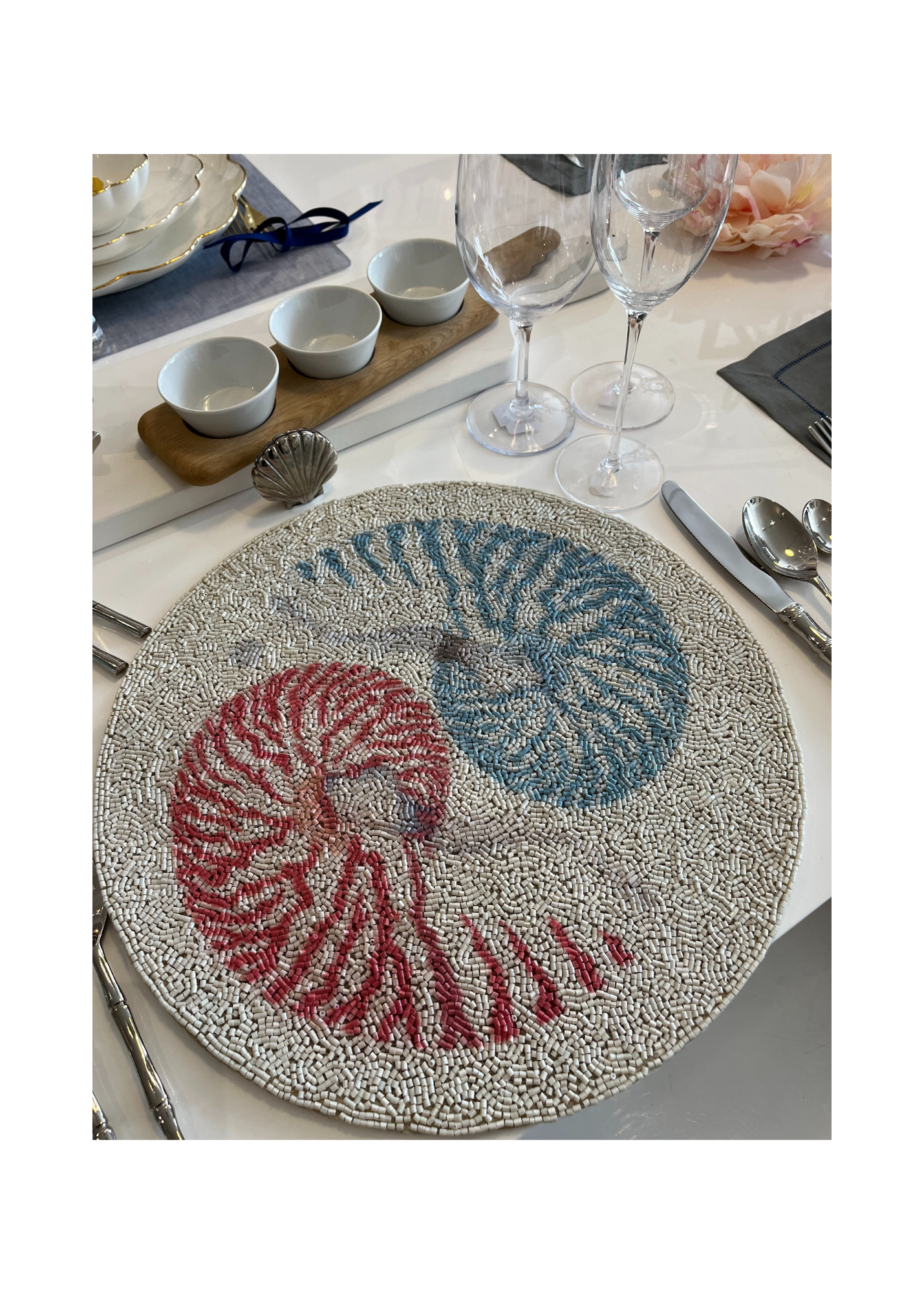 Nautilus Palm Beach Glass Beaded Placemats - Set of 4