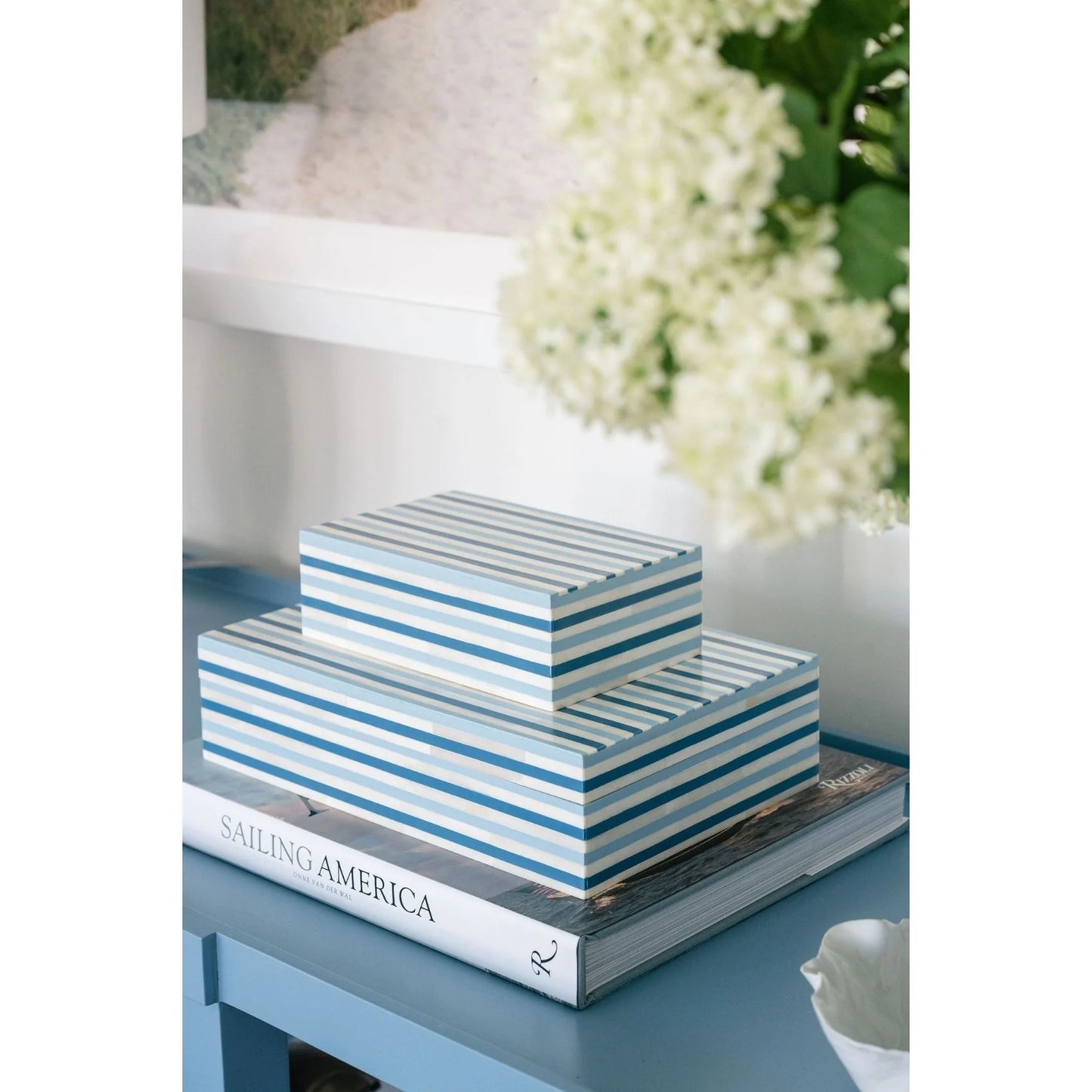 Nantucket Stripe Bone Box - Small