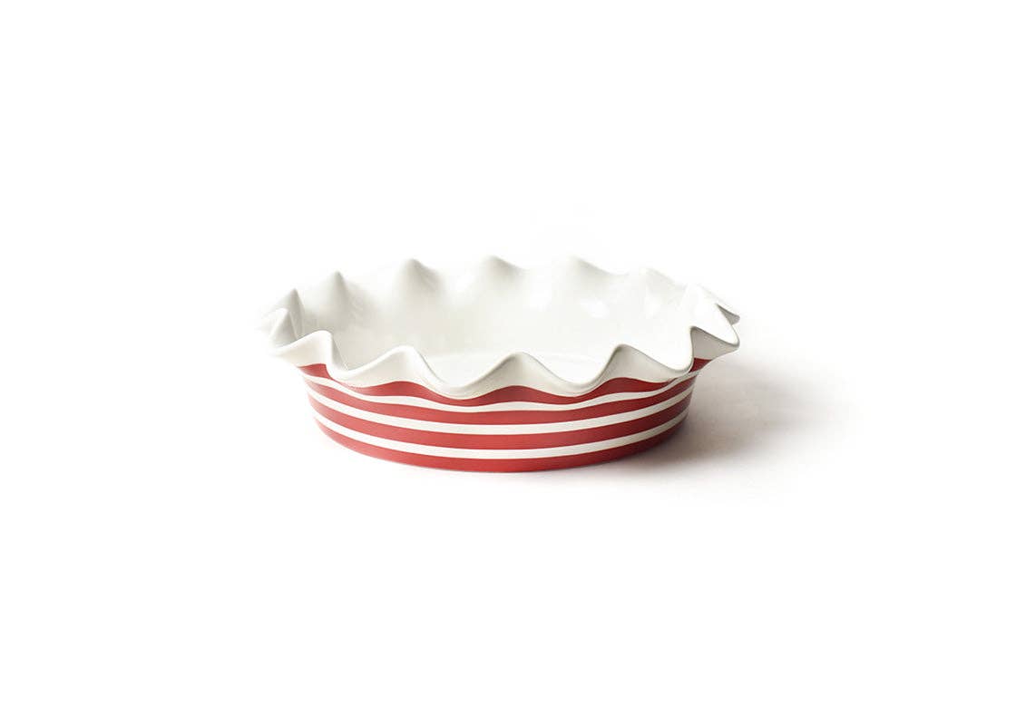 Red Stripe 9 Ruffle Pie Dish