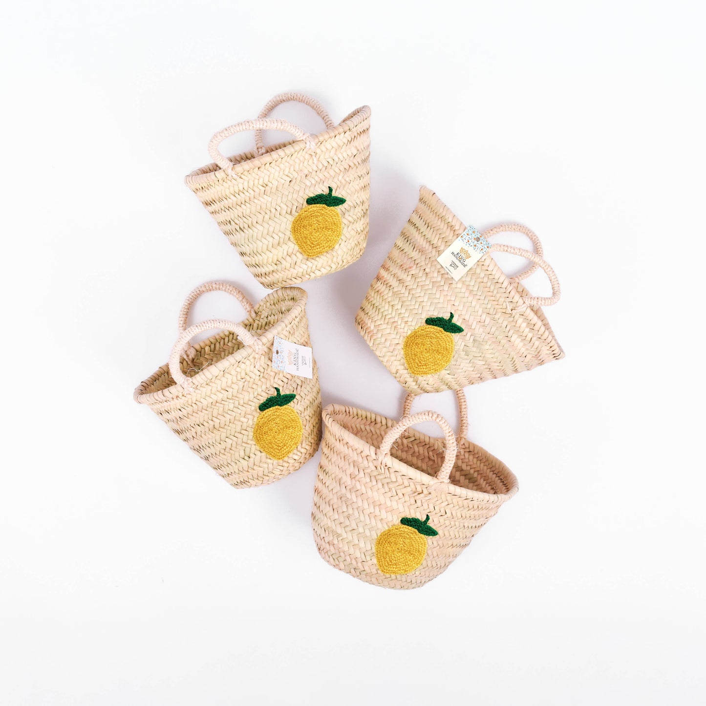 Lemon Straw Basket - Handwoven Summer Tote Bag: Small