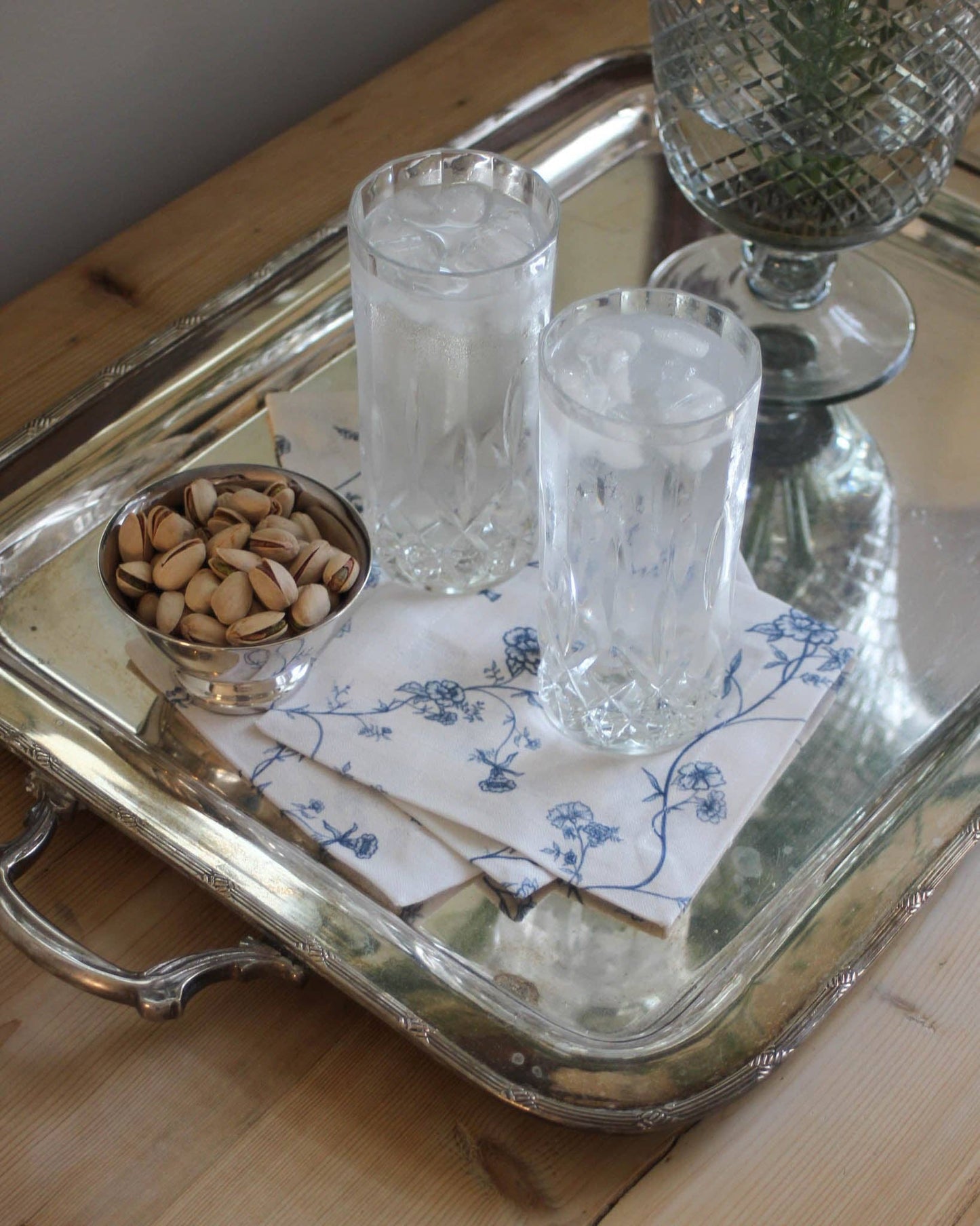 Garden Vine Delft Blue Cocktail Napkins, Set of Four: Delft Blue