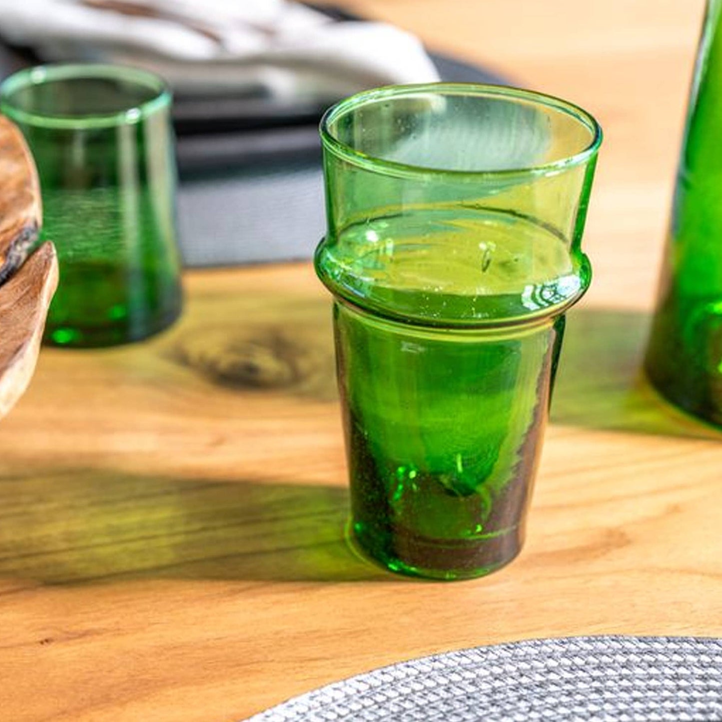 Green Moroccan Beldi Glassware - Set of 6