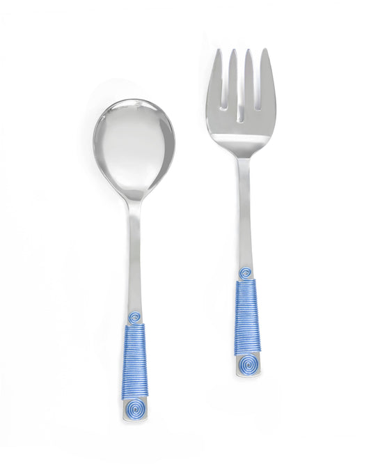 Sapphire Blue Wrapped Salad Server Set