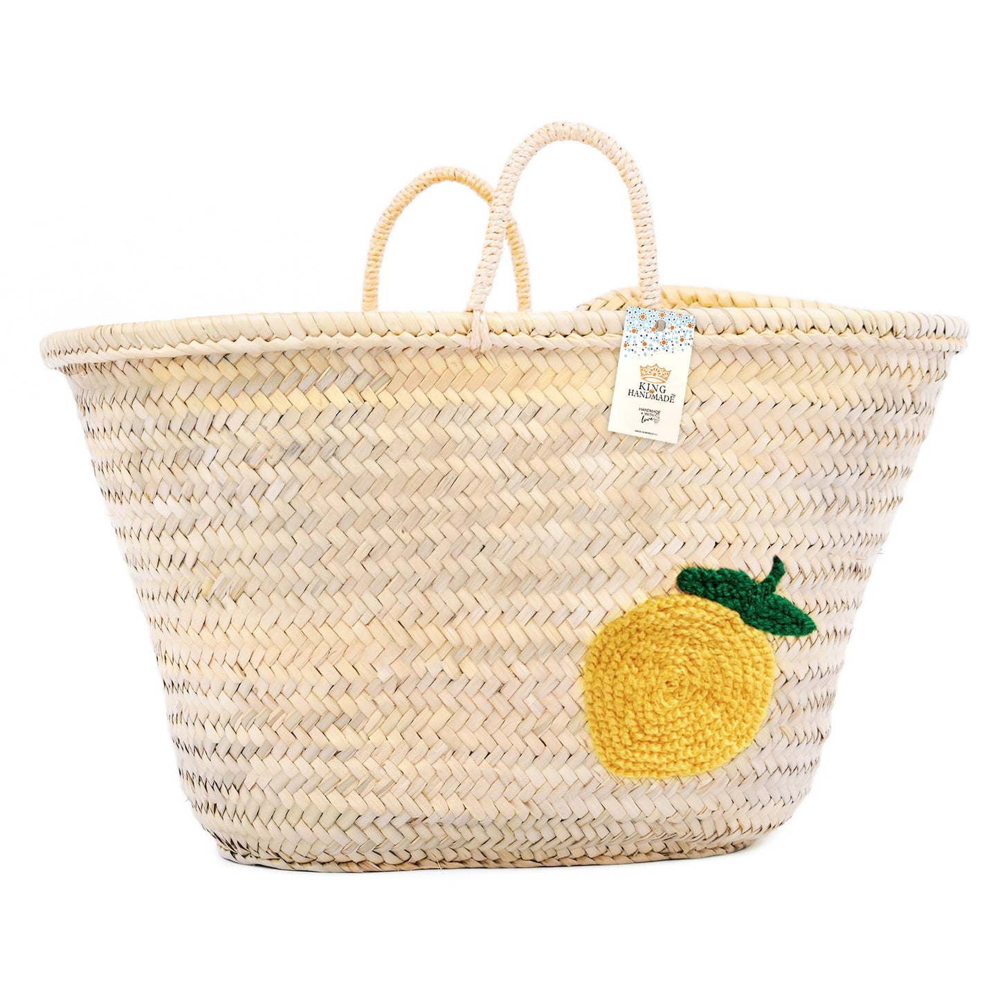 Lemon Straw Basket - Handwoven Summer Tote Bag: Small