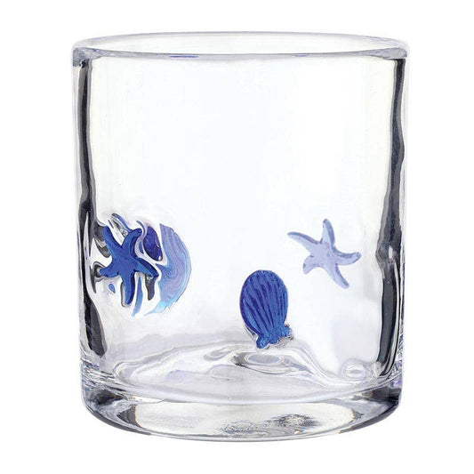 DOF Icon Glass - Shell & Starfish: Glass / 16 oz, 4" h
